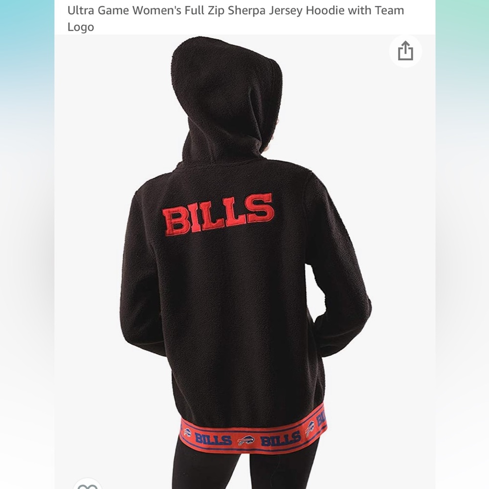 Sherpa Jersey full zip Buffalo Bills hoodie sweater Black NWT - Picture 2 of 8